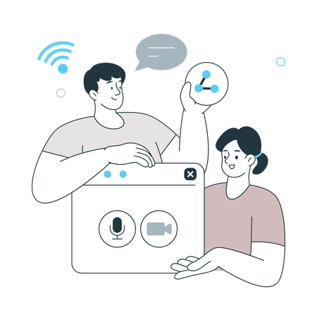 Woman sharing Screen during online meeting  Illustration