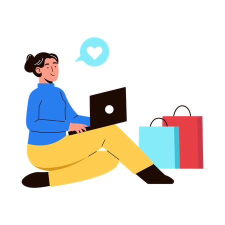 Woman sharing shopping feedbac  Illustration