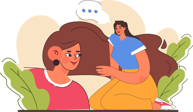 Woman sharing talk with friend  Illustration