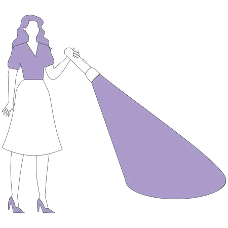 Woman shines flashlight on euro  Illustration