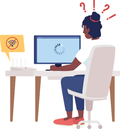 Woman shocked from lost signal  Illustration