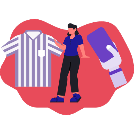 Woman shocking to see soccer uniform  Illustration