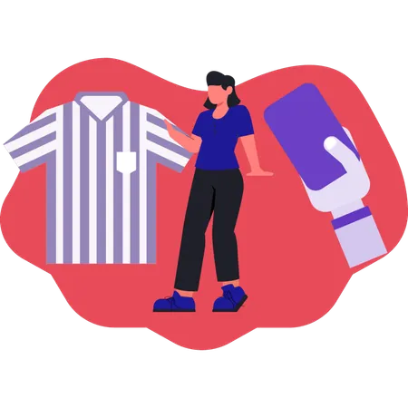 Woman shocking to see soccer uniform  Illustration