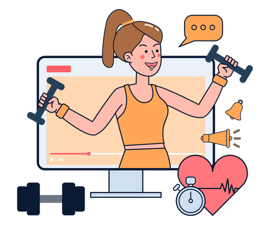 Woman shooting gym exercise video Illustration
