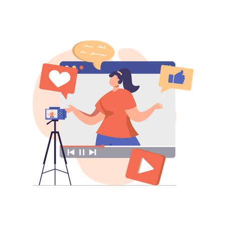 Woman shooting review video  Illustration