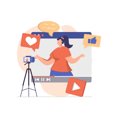 Woman shooting review video  Illustration