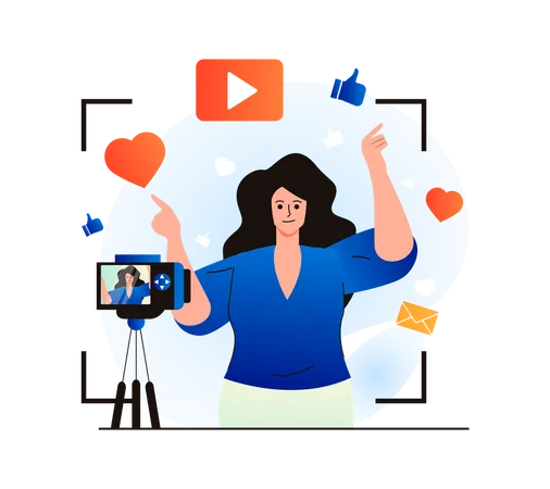 Woman shooting video  Illustration