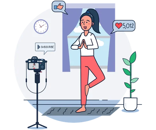 Woman shooting yoga video  Illustration