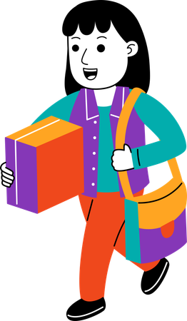 Woman Shopper holding gift box  Illustration