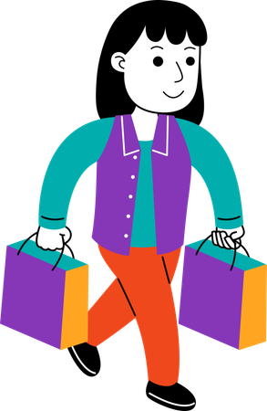 Woman Shopper holding shopping bags  Illustration