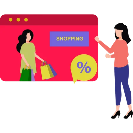 Woman shopping at discount  Illustration