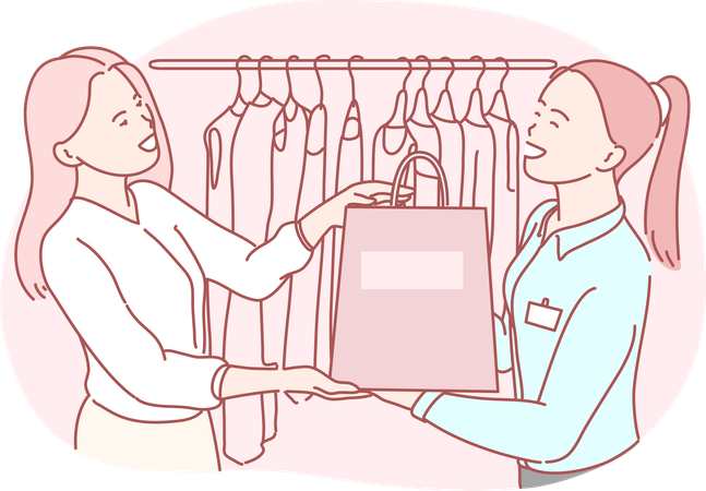 Woman shopping at shop  Illustration