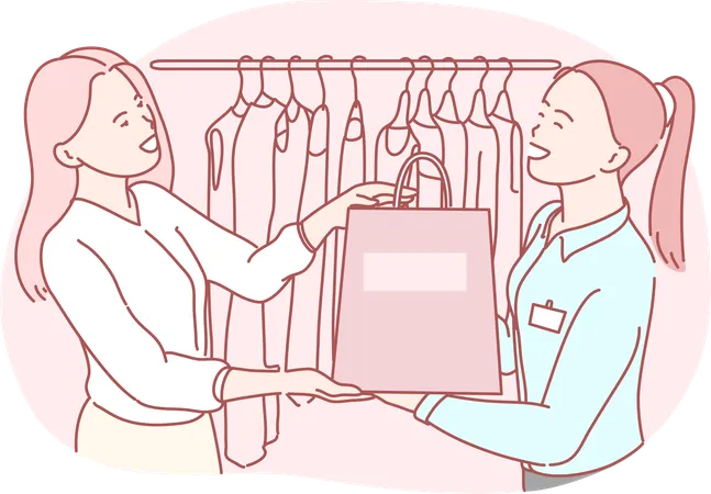 Woman shopping at shop  Illustration