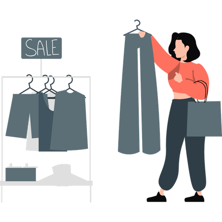 Woman shopping clothes  イラスト