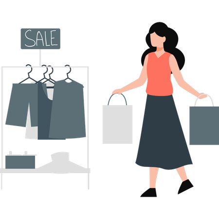 Woman shopping clothes  Illustration