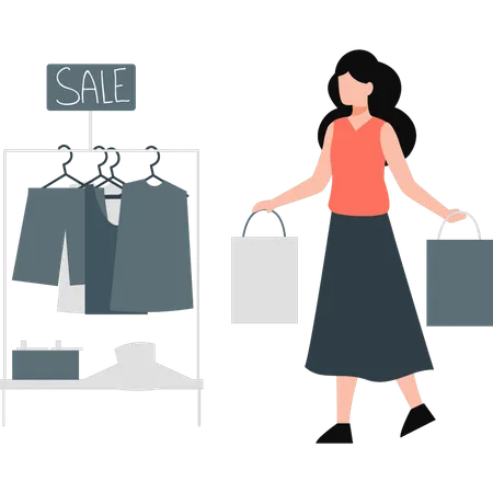 Woman shopping clothes  Illustration