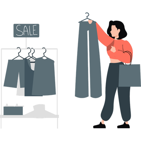 Woman shopping clothes  Illustration