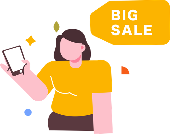 Woman shopping during big sale  Illustration