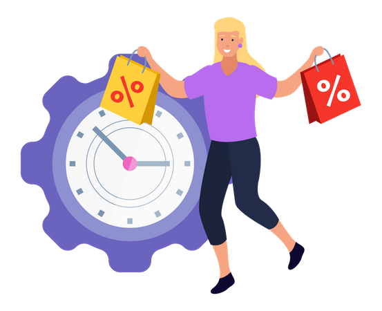 Woman shopping during sale time  Illustration