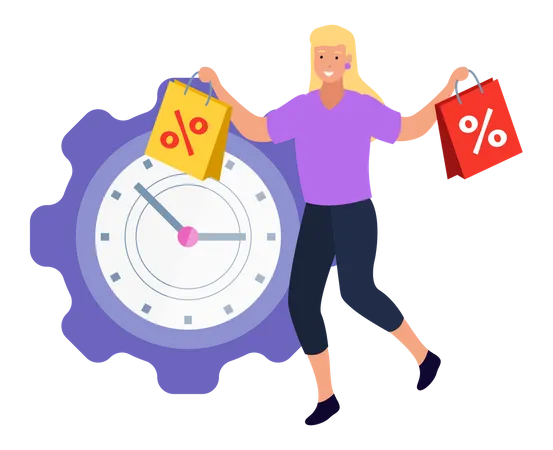 Woman shopping during sale time  Illustration