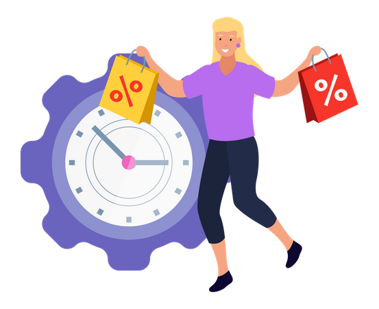 Woman shopping during sale time  Illustration