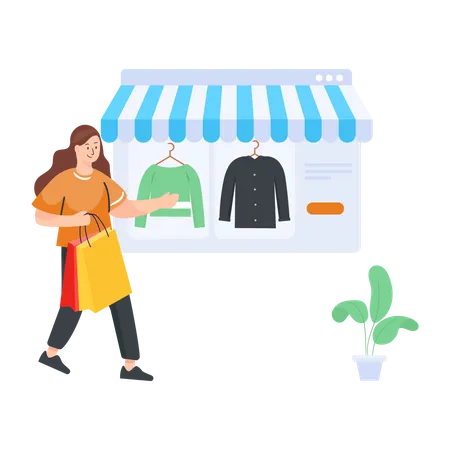 An Online Shopping Store In Flat Illustration Illustration