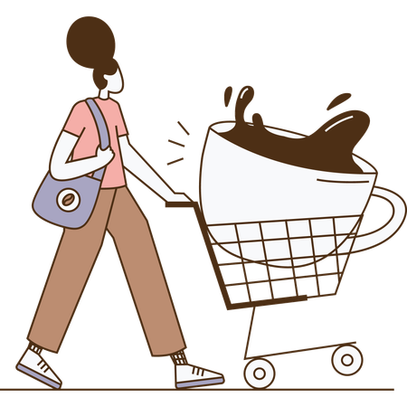 Woman shopping for fresh coffee  Illustration