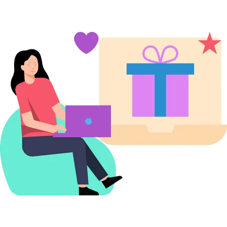 Woman shopping for gift online Illustration