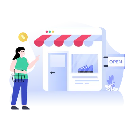 Woman shopping from e-shop  Illustration
