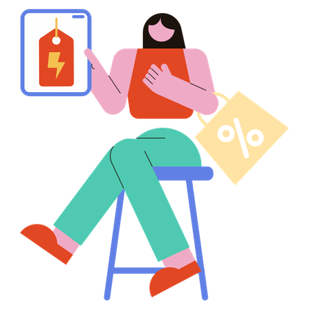 Woman shopping from Flash Sale  Illustration