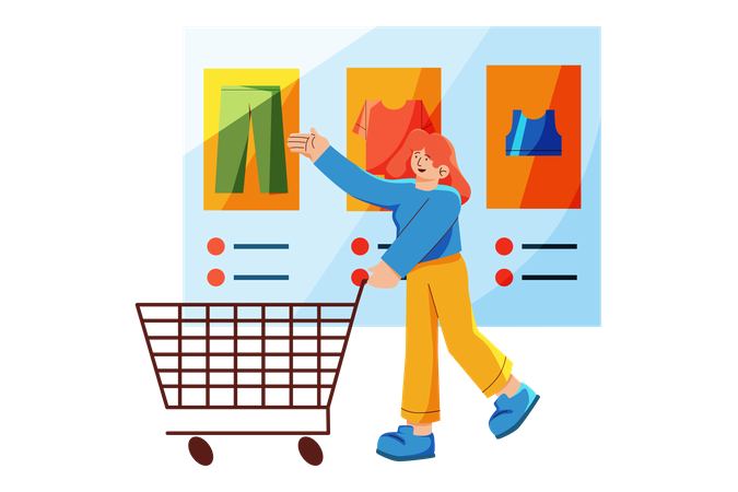 Woman shopping from online marketplace Illustration
