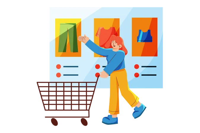 Woman shopping from online marketplace Illustration