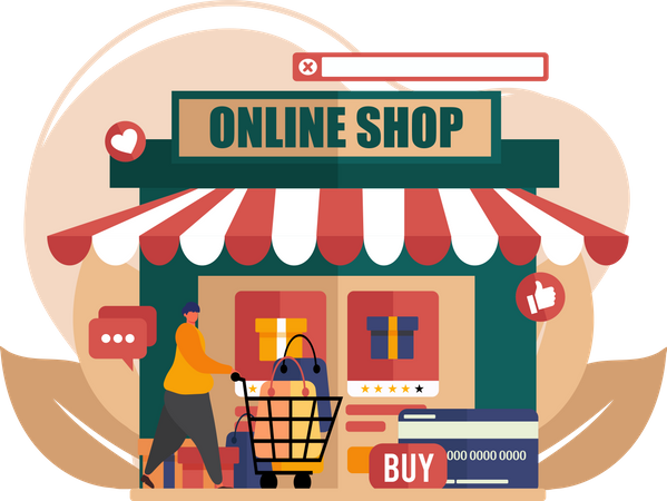 Woman shopping from online shop  Illustration