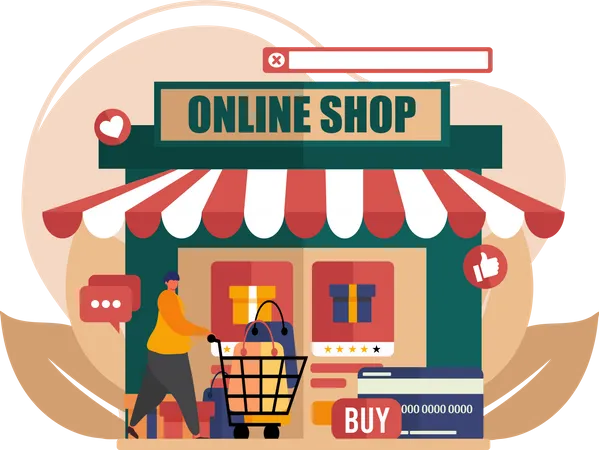 Woman shopping from online shop  Illustration