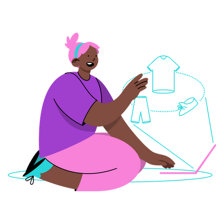 Woman shopping in a virtual store Illustration