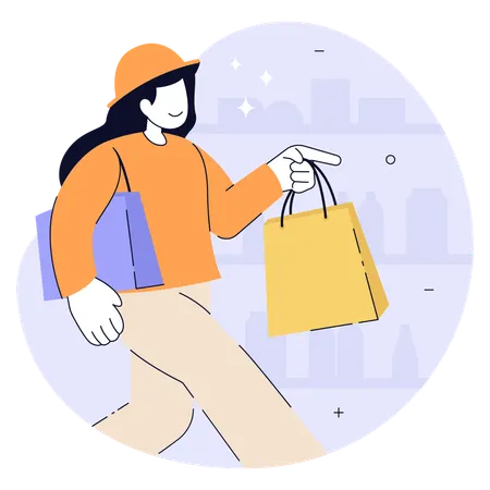 Woman Shopping in  supermarket  Illustration