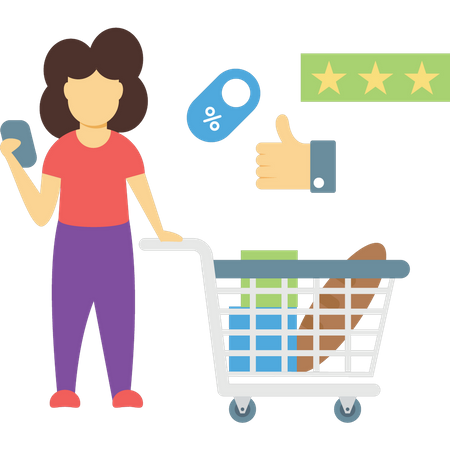 Woman shopping on discount  Illustration