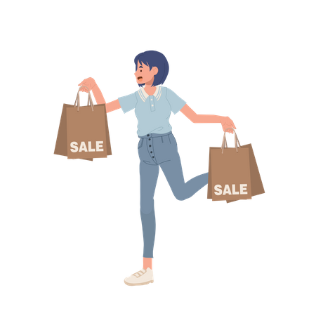 Woman shopping on sale  Illustration