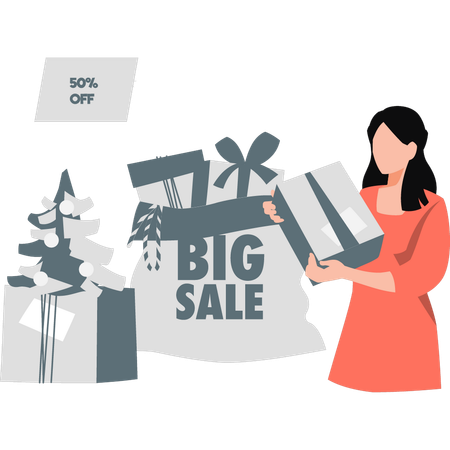 Woman shopping on sale  Illustration