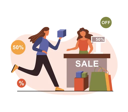 Woman shopping on sale  Illustration