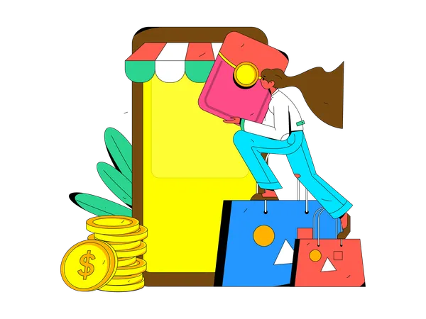 Woman shopping online  Illustration
