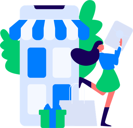 Woman shopping online  Illustration