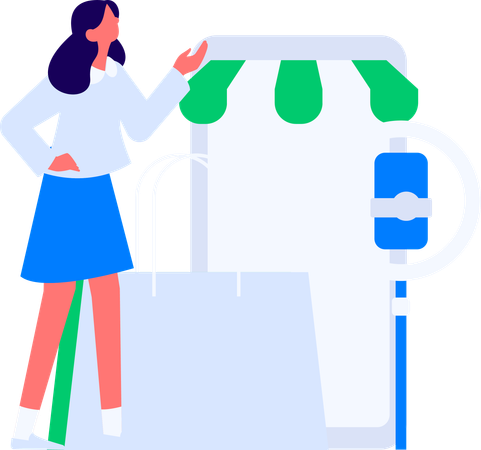 Woman shopping online  Illustration