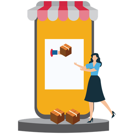 Woman shopping online  Illustration