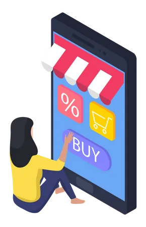 Woman shopping online  Illustration