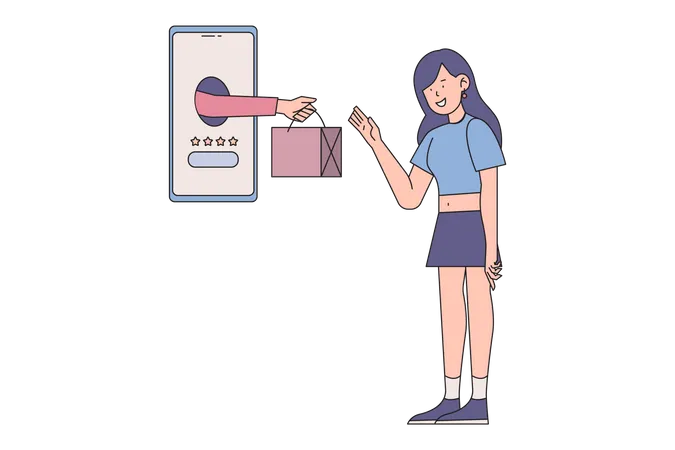Woman Shopping Online  イラスト