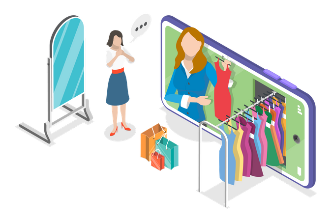 Woman Shopping Online  イラスト