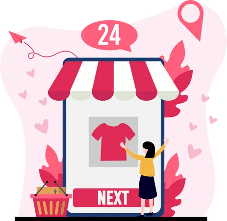 Woman shopping online  Illustration