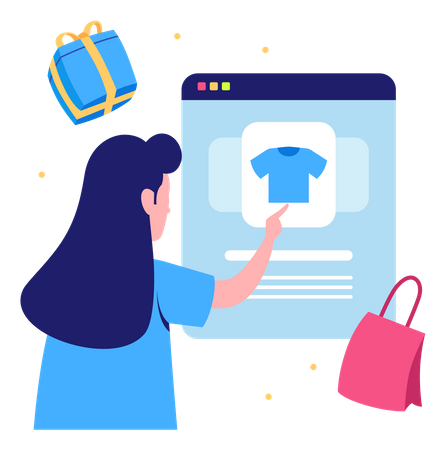 Woman shopping online  Illustration