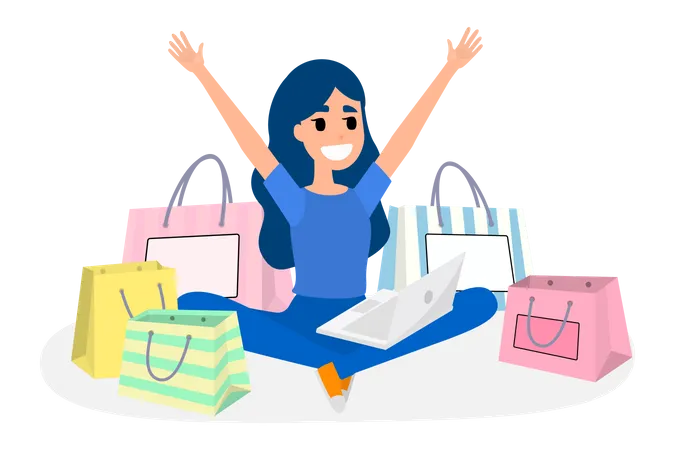 Woman Shopping Online  Illustration